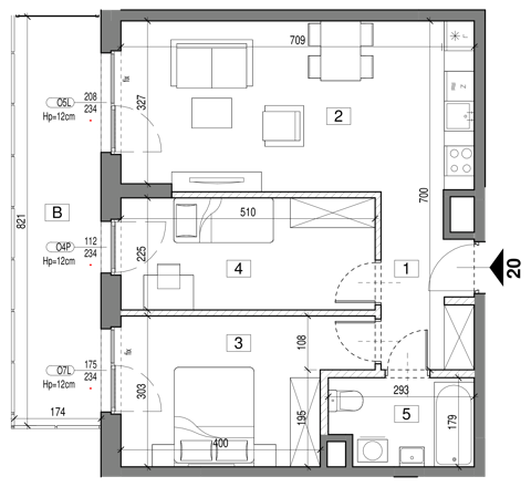 Plan 3 pok. 60m²