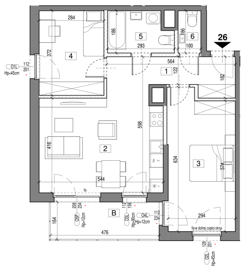 Plan 3 pok. 66m²
