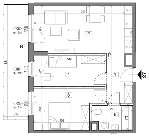 Plan 3 pok. 60m²