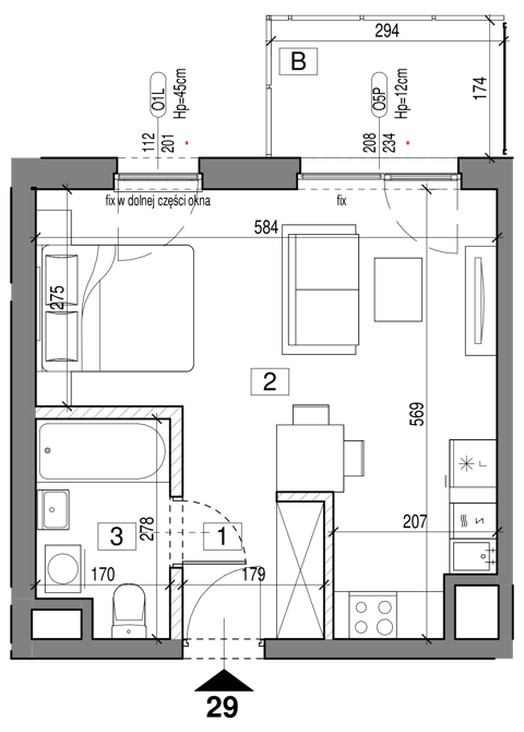 Plan 1 pok. 31m²