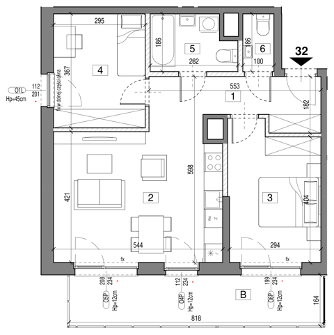 Plan 3 pok. 62m²