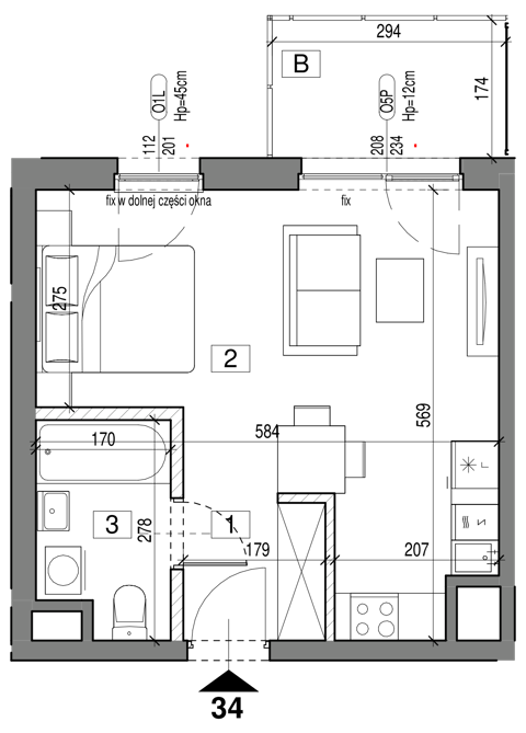 Plan 1 pok. 31m²