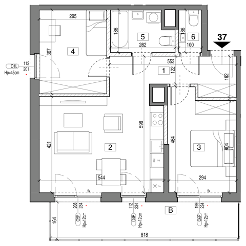 Plan 3 pok. 62m²