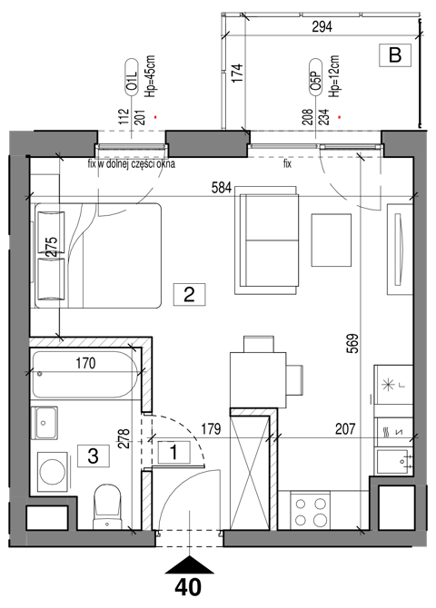 Plan 1 pok. 31m²