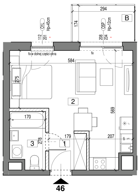 Plan 1 pok. 31m²