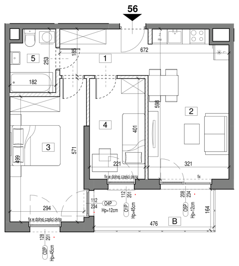 Plan 3 pok. 54m²