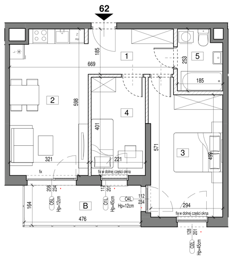 Plan 3 pok. 54m²