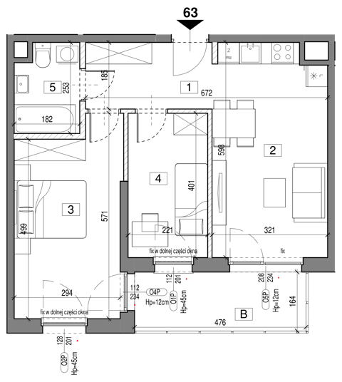 Plan 3 pok. 54m²