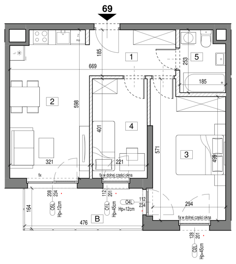Plan 3 pok. 54m²
