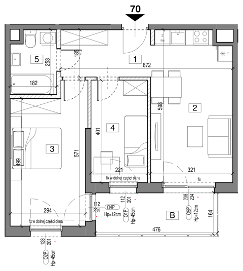 Plan 3 pok. 54m²