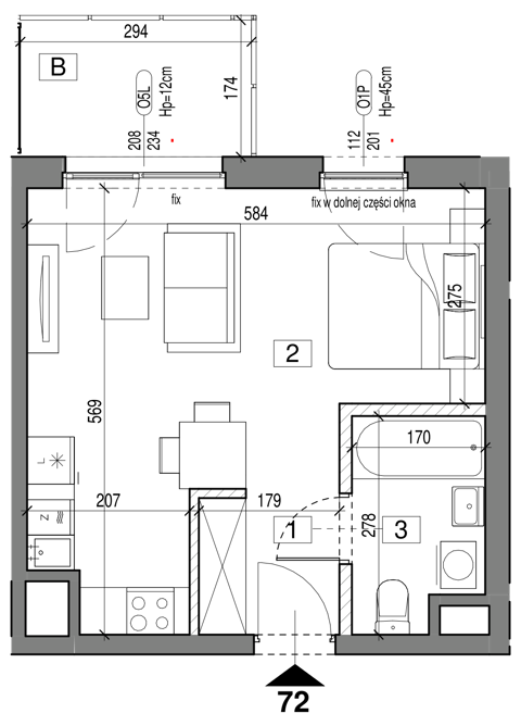 Plan 1 pok. 31m²