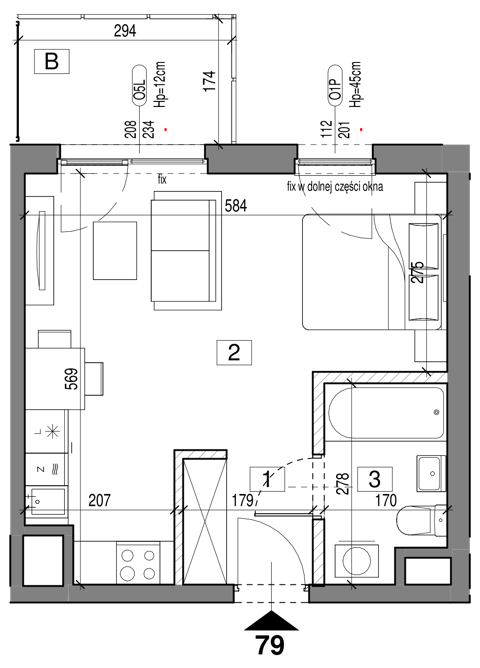 Plan 1 pok. 31m²