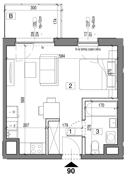 Plan 1 pok. 31m²