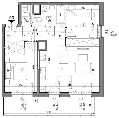 Plan 3 pok. 62m²