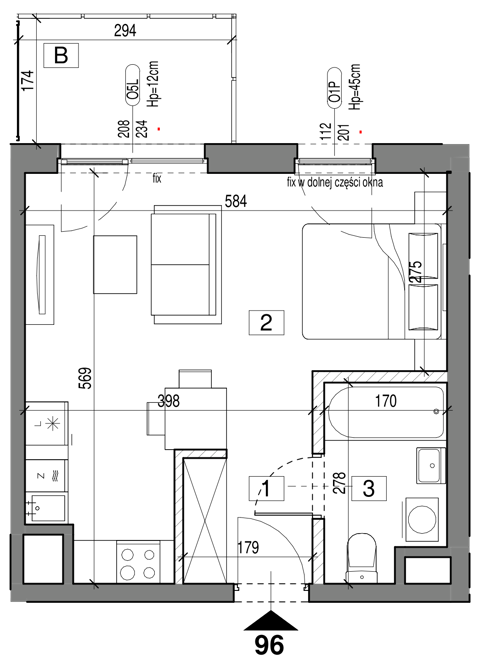 Plan 1 pok. 31m²