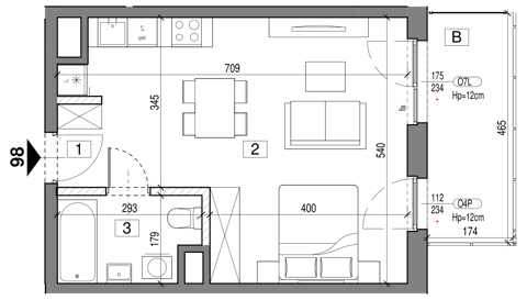 Plan 1 pok. 36m²