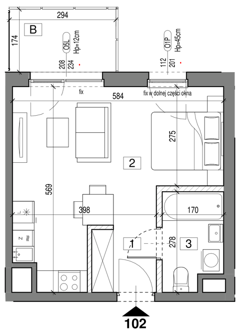 Plan 1 pok. 31m²