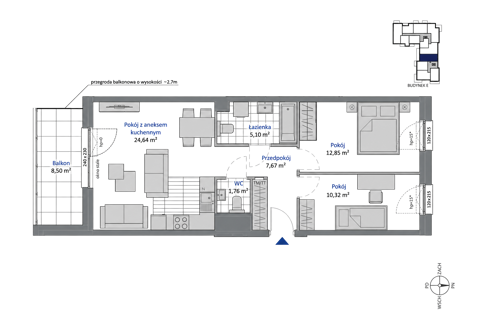 Plan 3 pok. 62m²