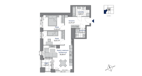 Plan 3 pok. 65m²