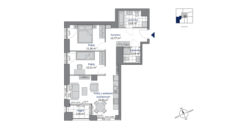 Plan 3 pok. 65m²