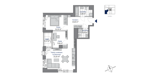 Plan 3 pok. 64m²