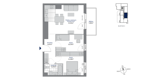 Plan 3 pok. 58m²