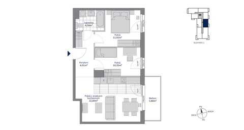 Plan 3 pok. 57m²
