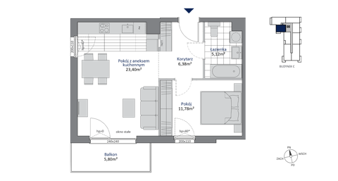 Plan 2 pok. 47m²