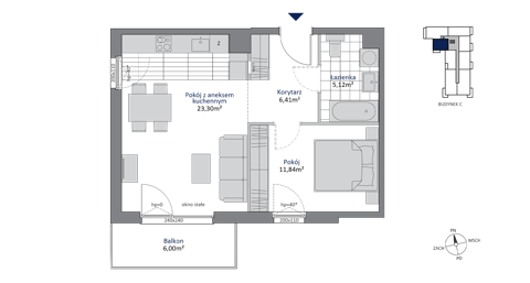 Plan 2 pok. 47m²