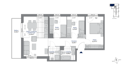 Plan 4 pok. 70m²