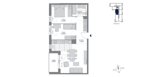 Plan 3 pok. 59m²