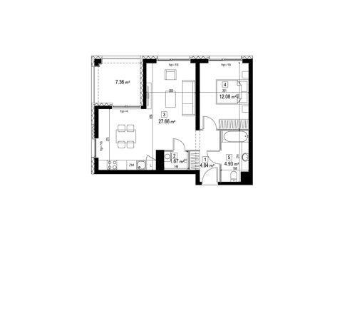 Plan 2 pok. 51m²