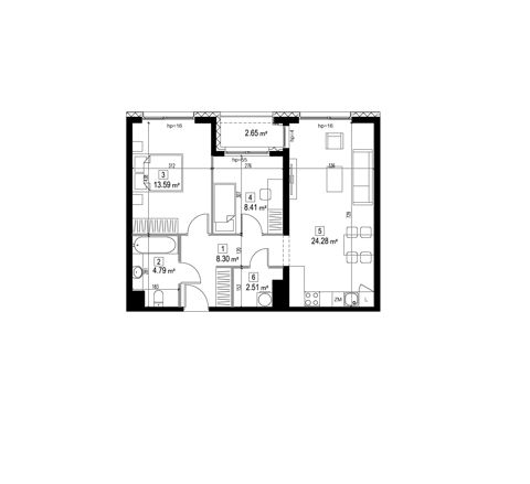 Plan 3 pok. 62m²