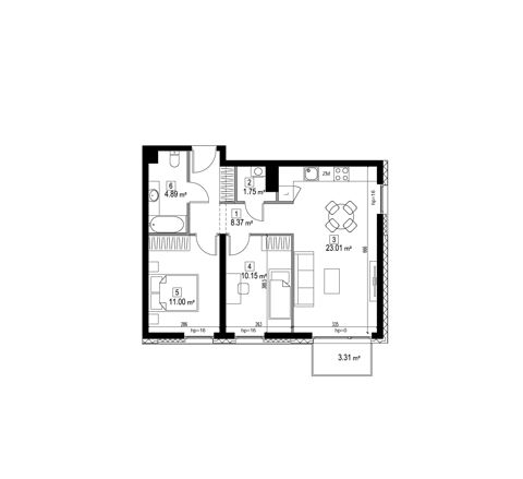 Plan 3 pok. 59m²