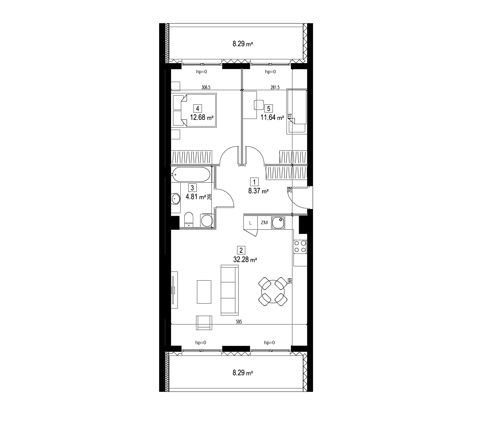 Plan 3 pok. 70m²