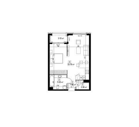 Plan 1 pok. 43m²