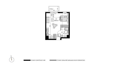 Plan 1 pok. 35m²