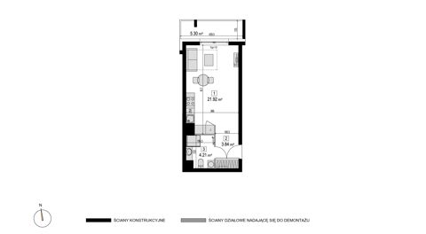 Plan 1 pok. 30m²