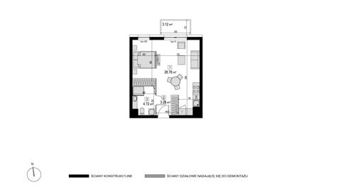 Plan 1 pok. 37m²