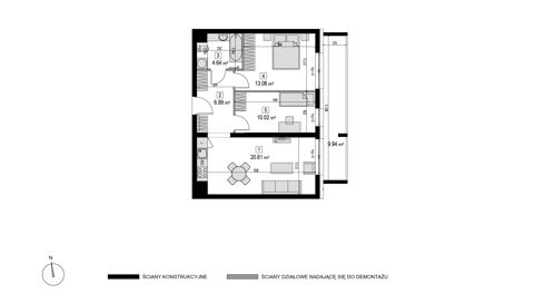Plan 3 pok. 55m²