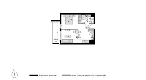 Plan 1 pok. 37m²