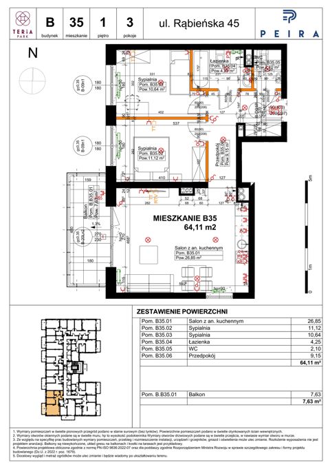 Plan 3 pok. 64m²