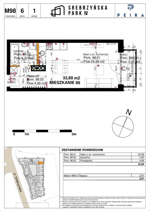 Plan 1 pok. 34m²