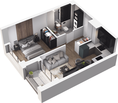 Plan 1 pok. 34m²
