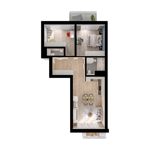 Plan 3 pok. 67m²