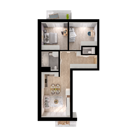 Plan 3 pok. 69m²