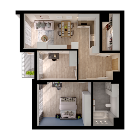 Plan 3 pok. 64m²