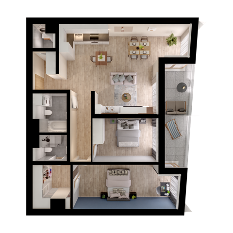 Plan 3 pok. 90m²