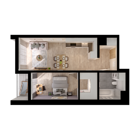 Plan 2 pok. 46m²