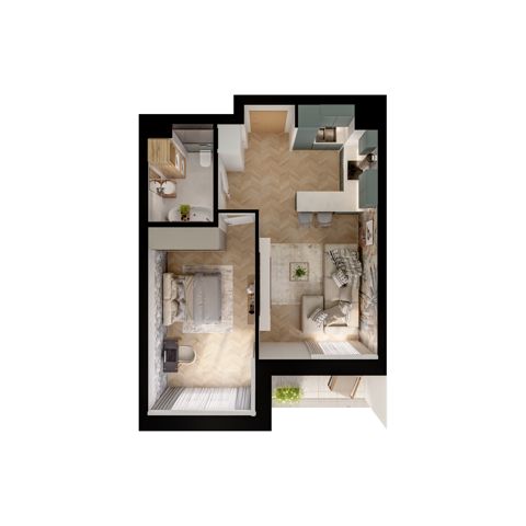 Plan 2 pok. 43m²